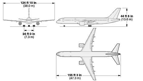 [disegno in scala del Boeing 757]